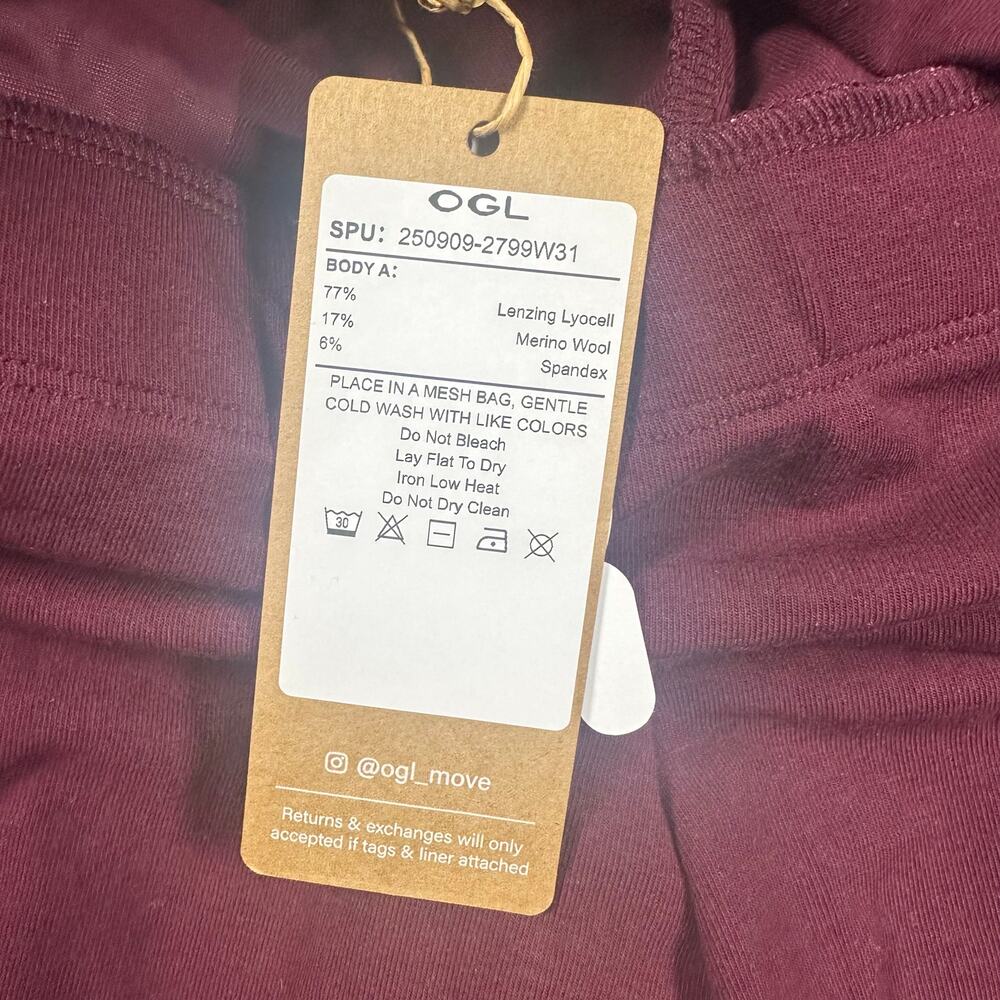 OGL Foldover Waist Pant Garnet Berry M NWT - Picture 4 of 6
